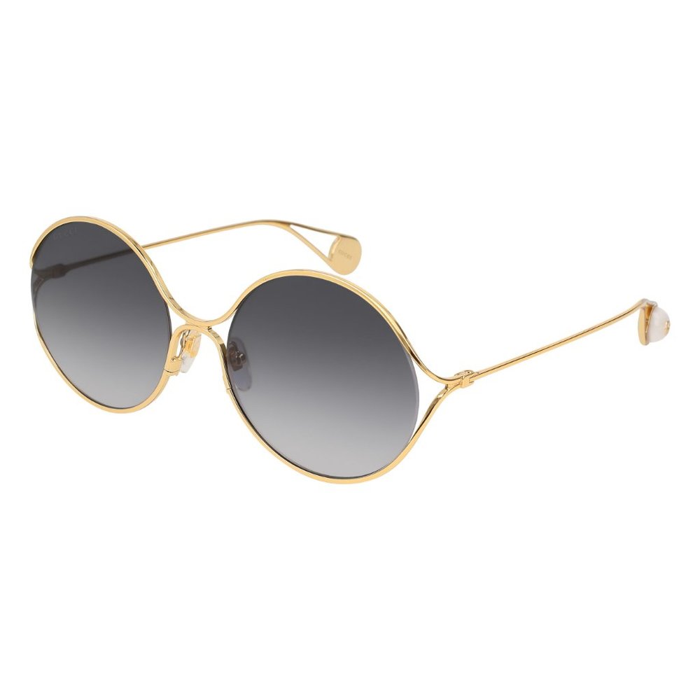 Gucci Gold Frame Round Sunglasses with Gray Gradient Lenses
